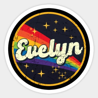 Evelyn // Rainbow In Space Vintage Grunge-Style Sticker